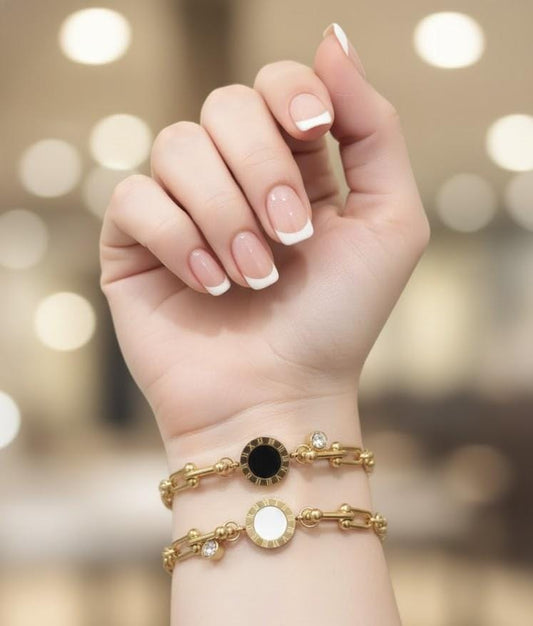 Bvalgari Zircon Double Sided Stainless Steel Bracelet