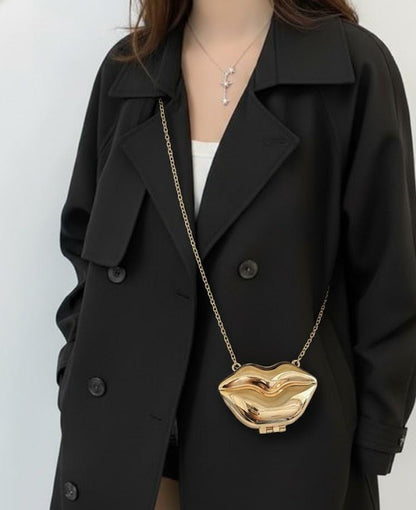 Pout Lips Acrylic Clutch Bag With Chain