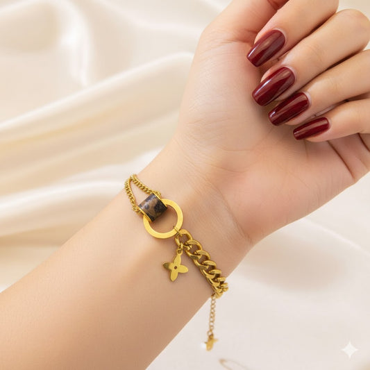 LV Double Chain Stainless Steel Bracelet