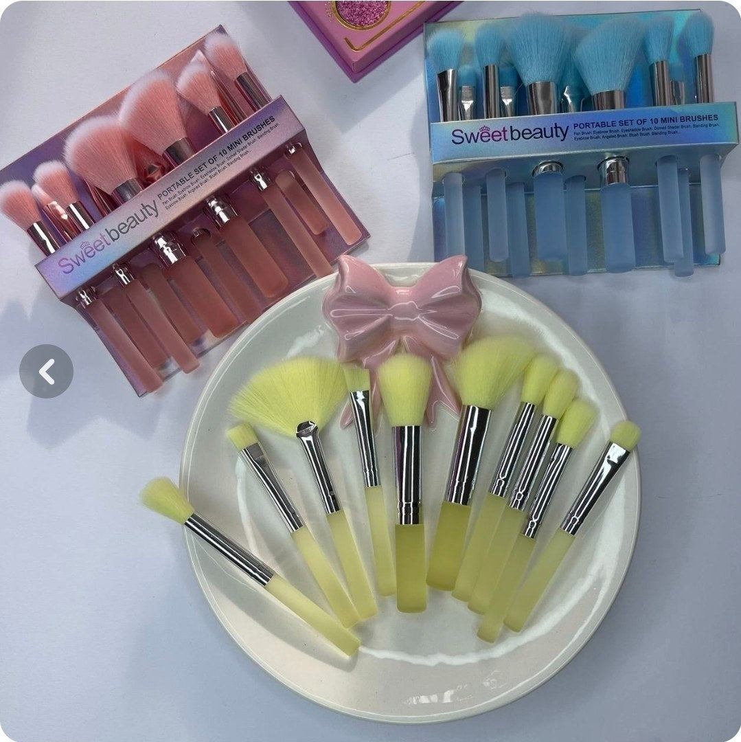 Portable Storage Box Makeup Brushes Set of 10