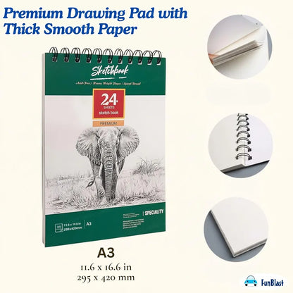 A 3 Big Size High Quality Sketch Book With 24 Sheets