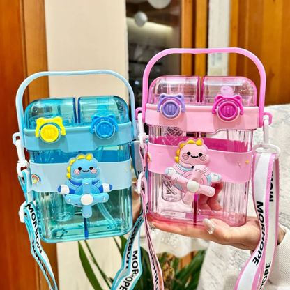 Adorable Dinosaur Cartoon Dual-Chamber Water Bottle (600ml)