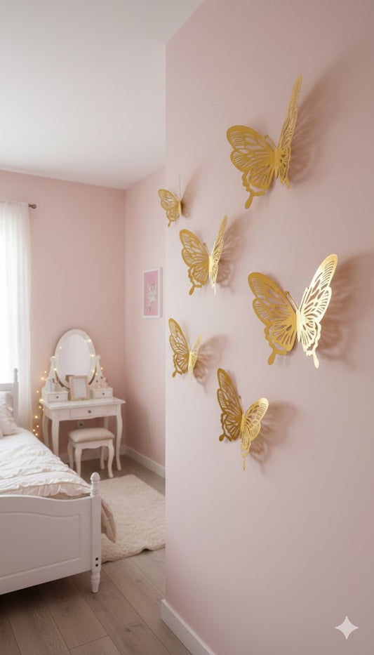 6 Pcs Huge Size 3 D Wall Decor Butterflies