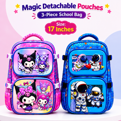 Magic Detachable Pouches 3-Piece School Bag – Premium Quality