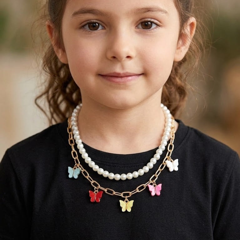 Kids Charms Unicorn Rainbow Double Chain Necklace