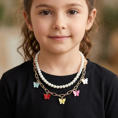 Kids Charms Unicorn Rainbow Double Chain Necklace
