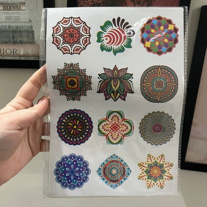 Colourful Mehndi Tattoo Sticker Patch (Full Sheet)