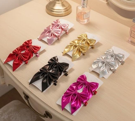 Metallic Shiney Hair Bows Pair