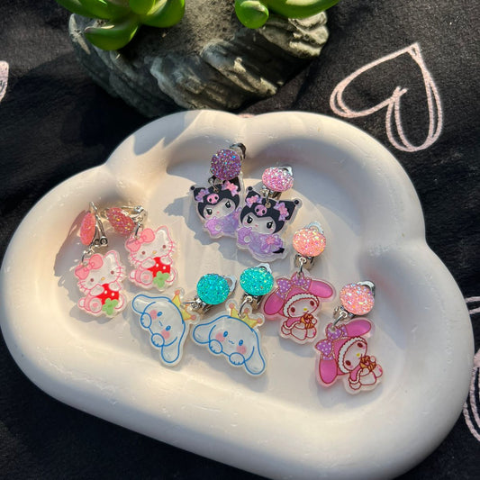 Sanrio Clip On Drop Earings