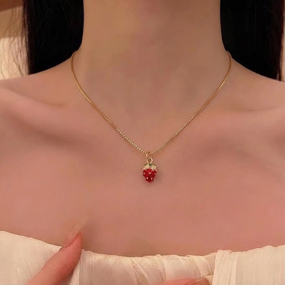 Kids Strawberry 18 Karat Gold Plated Delicate Necklace