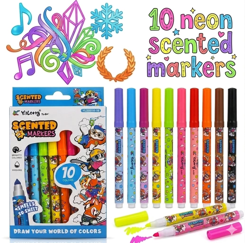 Yalong Neon Scented Markers Pack of 10