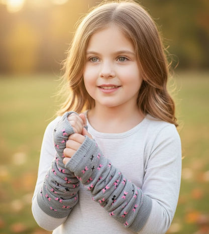 Girls Ruffles And Printed Hand Warmer