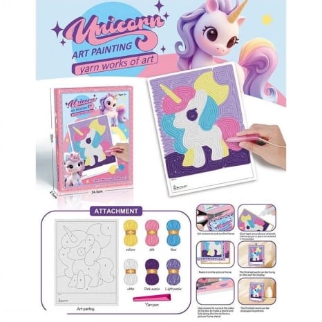 Unicorn Wool Yarn Painting Toy - DIY Crochet Cross Stitch Embroidery Kit