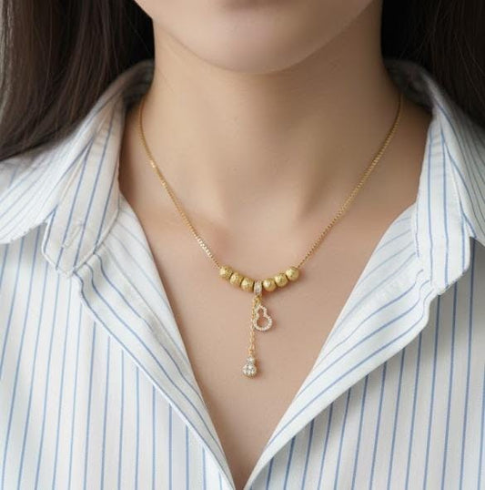 Gold Look Charms Stainless Steel Necklace