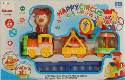 Happy Circus Electric Train Track With Music And Light | Swinging Pirate Ship & Rotating Merry-Go-Round