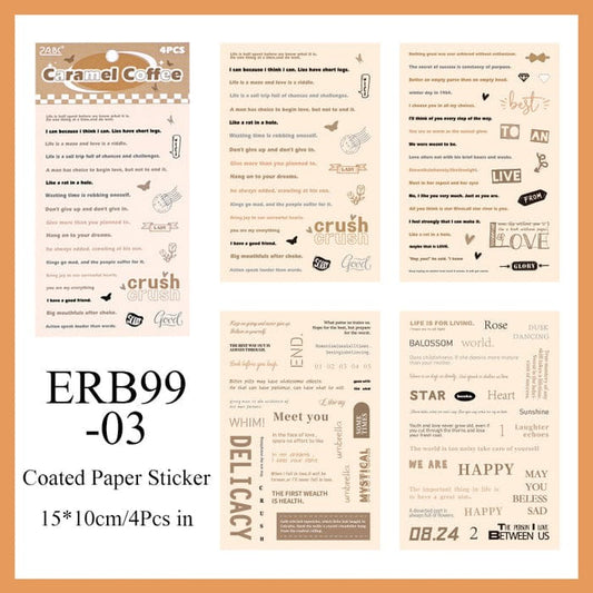 Caramel Coffee Journaling Stickers | 4 Pcs Sheet