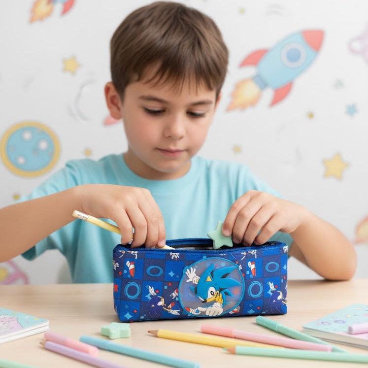 Sonic Stationery Pencil Pouch With Box Packing