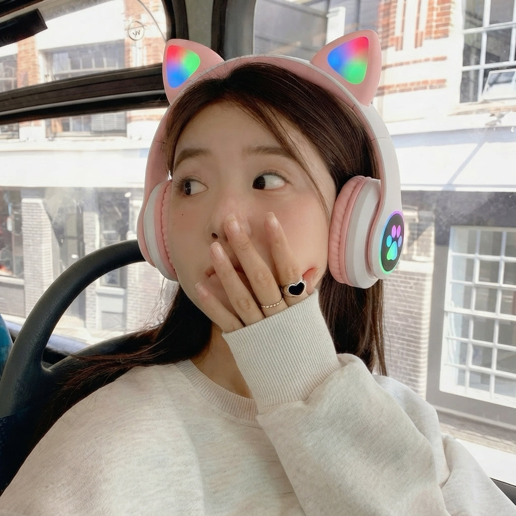 Wireless Cat Ear Headphones With Mic