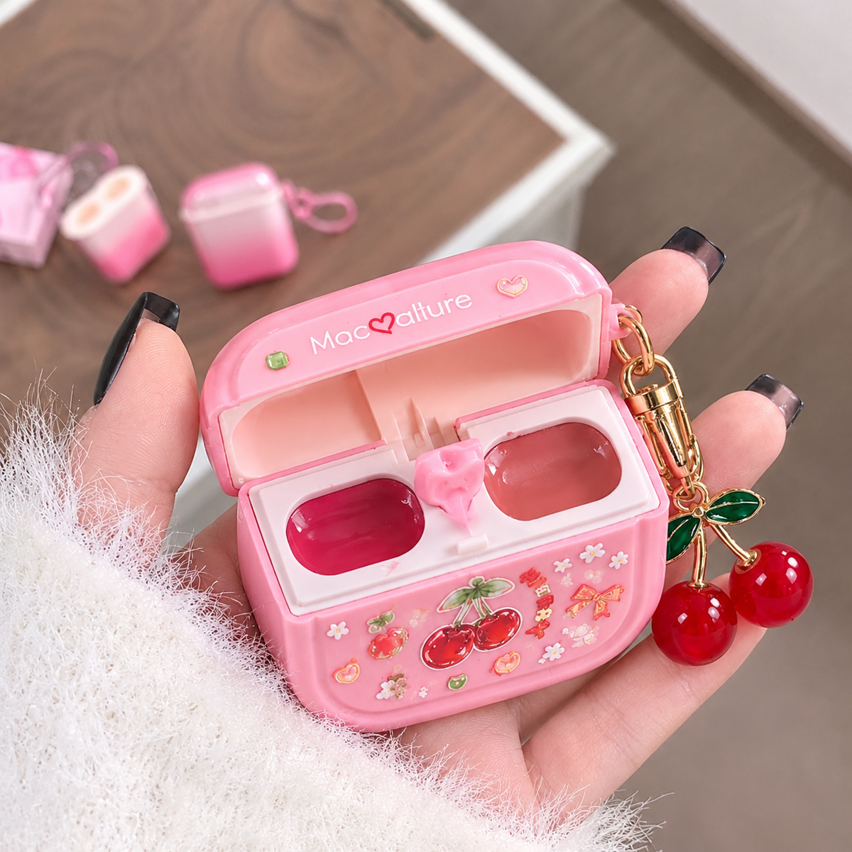 Cherry Airpods Dual Lipgloss With Wand