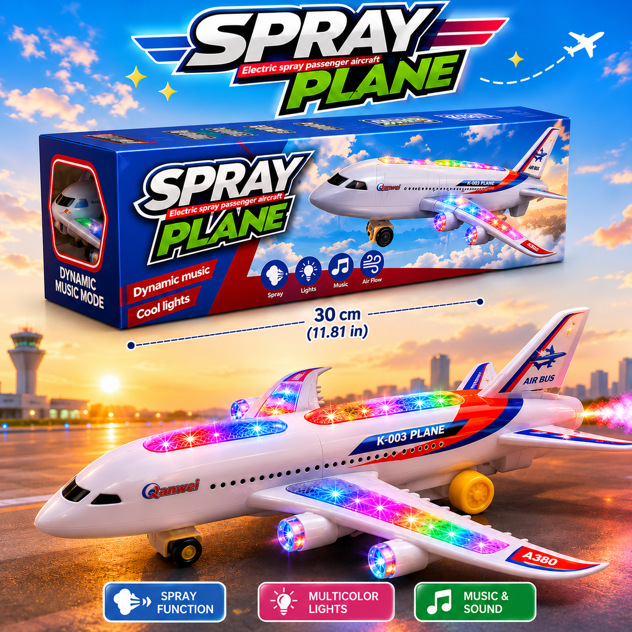 Kids Smoke Spray Aeroplane Toy with Lights & Sound and Mist Effect