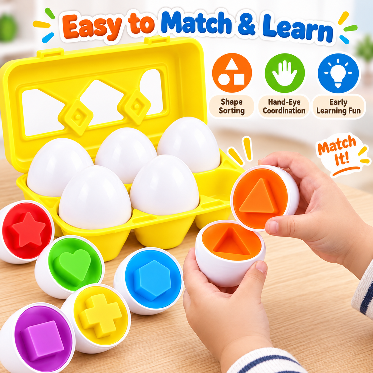 Eggs Color And Shape Matching | Educational Toy For Kids