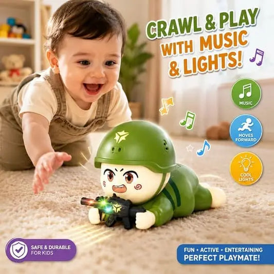Cute Crawling Baby Soldier With Music and Lights