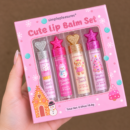 Simple Pleasures Cute 4 Pc lip Balm Set