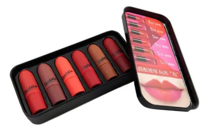 Matte Lipstick Set – 6 Shades in Elegant Tin Box