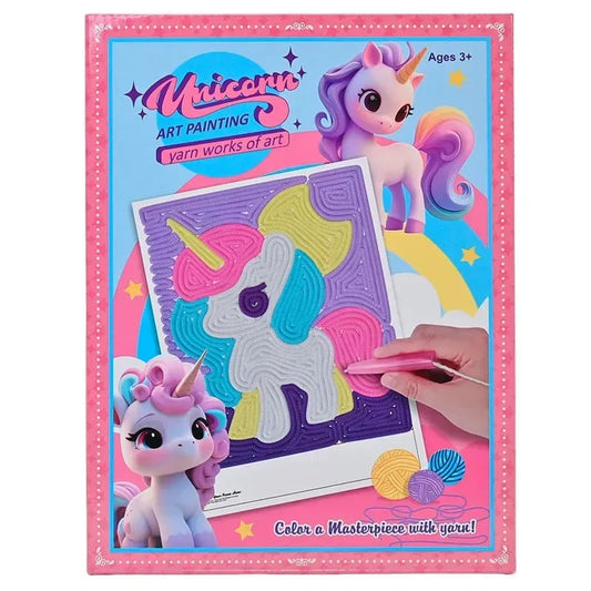 Unicorn Wool Yarn Painting Toy - DIY Crochet Cross Stitch Embroidery Kit
