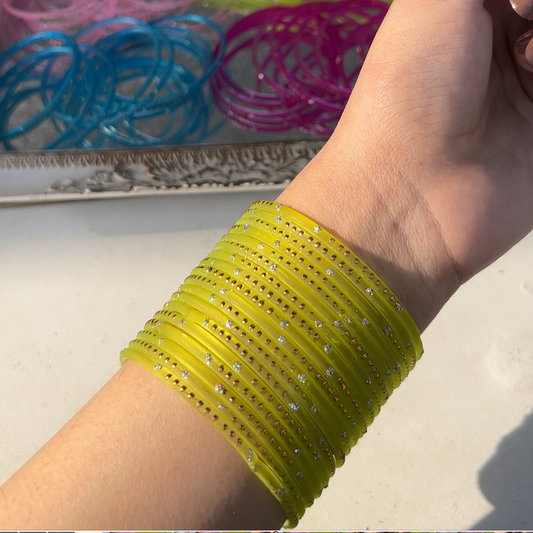 Yellow Green Viral Rain Drop Bangles