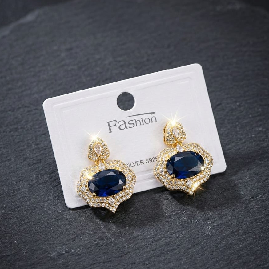 Gem Stone Sterling Silver Drop Earings