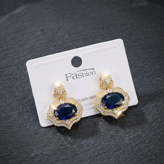 Gem Stone Sterling Silver Drop Earings