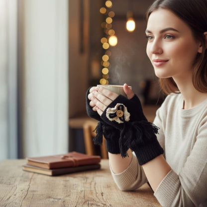 Stylish Fingerless Woolen Hand Warmers Gloves Pair