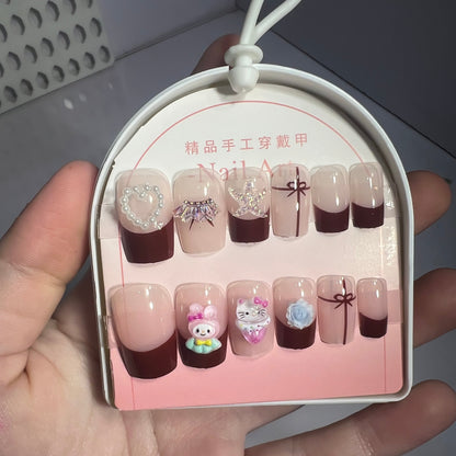 Cherry Red Sanrio Kids Nails Pack | 3d Charms | 12 Nails