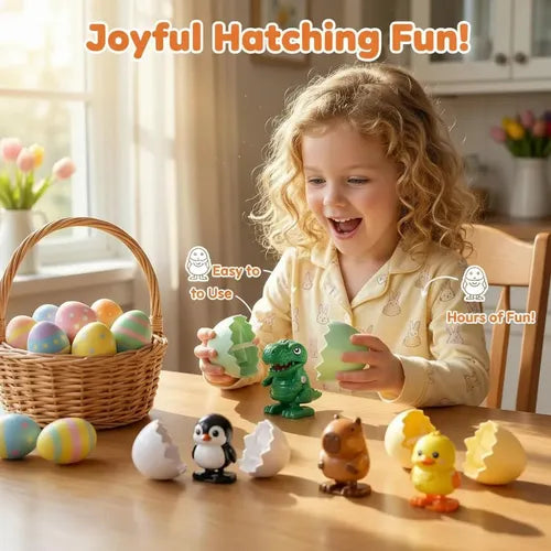 Wind Up Automatic Eggs Hatching Toy With Walking Chick and Dinosaur