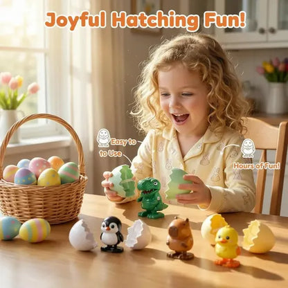 Wind Up Automatic Eggs Hatching Toy With Walking Chick and Dinosaur