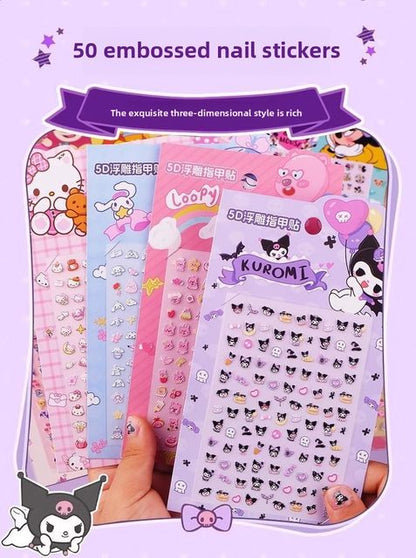 Sanrio Glow-in-the-Dark Nail Stickers (86 pcs) + Tweezer