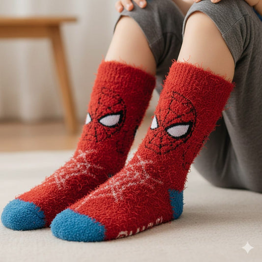 Kids Marvel Original Spiderman Fur Velvet Warm Socks | 5 to 17 years