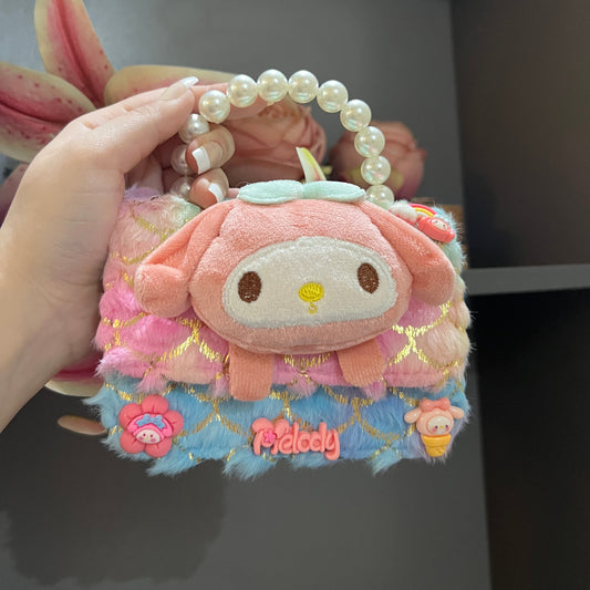 SHEIN Premium My Melody Plush Pearl Handle Bag for Girls