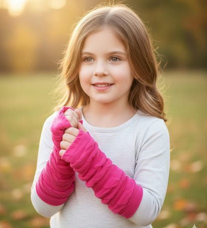 Girls Ruffles And Printed Hand Warmer