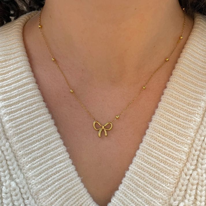 Stainless Steel Bow Coquette Necklace