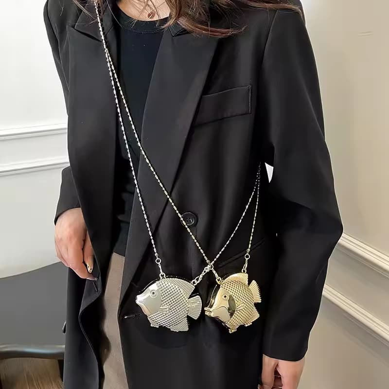Fish Metal Bag | Purse | Clutch With Chain