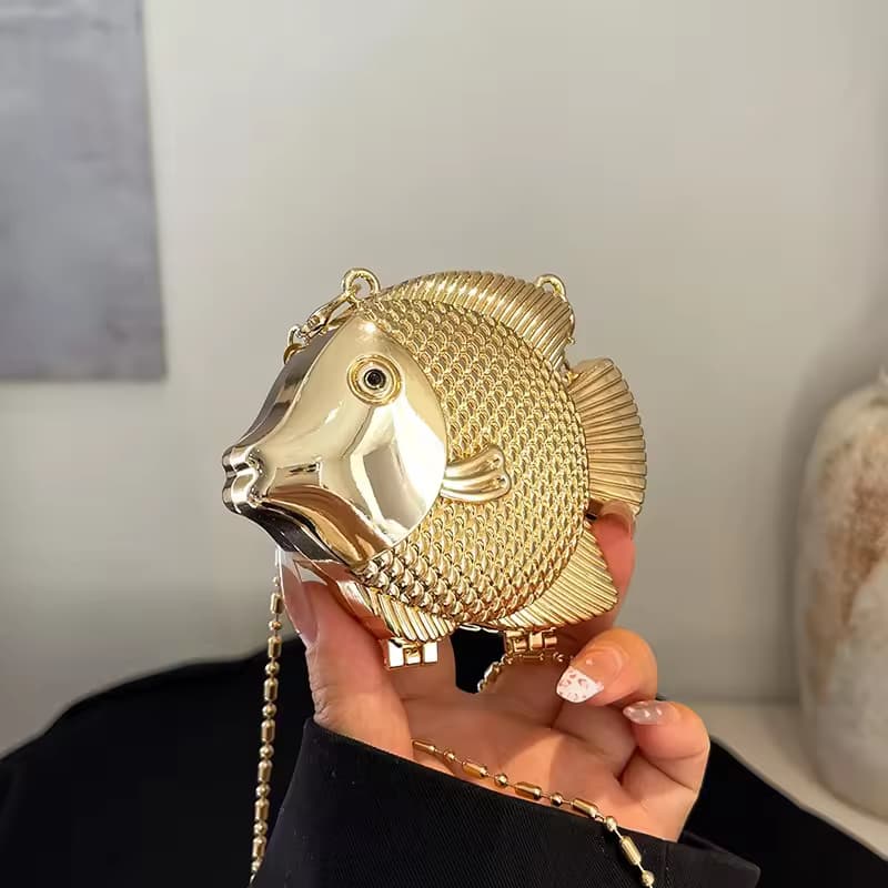 Fish Metal Bag | Purse | Clutch With Chain