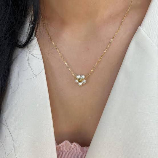 Pearl Flower Stainless Steel Necklace