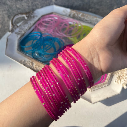 Noor e Gulab Hot Pink Rain Drop Bangles