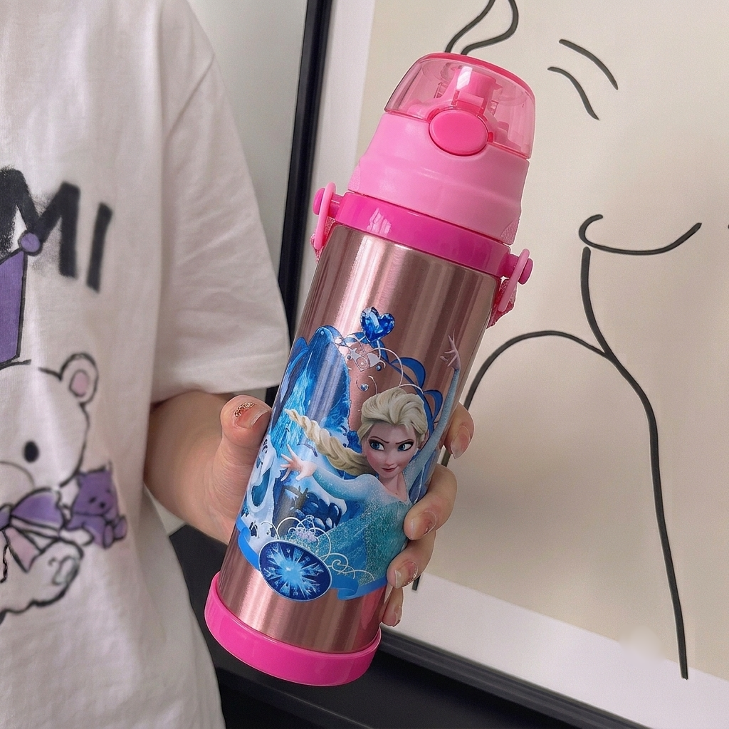 Frozen Elsa Stainless Steel Straw Water Bottle