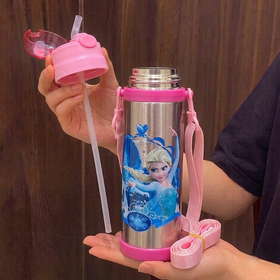 Frozen Elsa Stainless Steel Straw Water Bottle