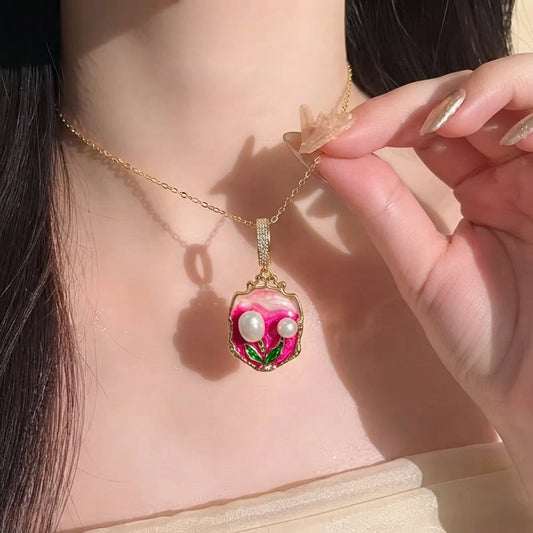 Whimsical Princess Enamel Stainless Steel Necklace