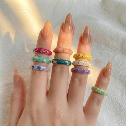 Pinteresty Enamel Floral Ring