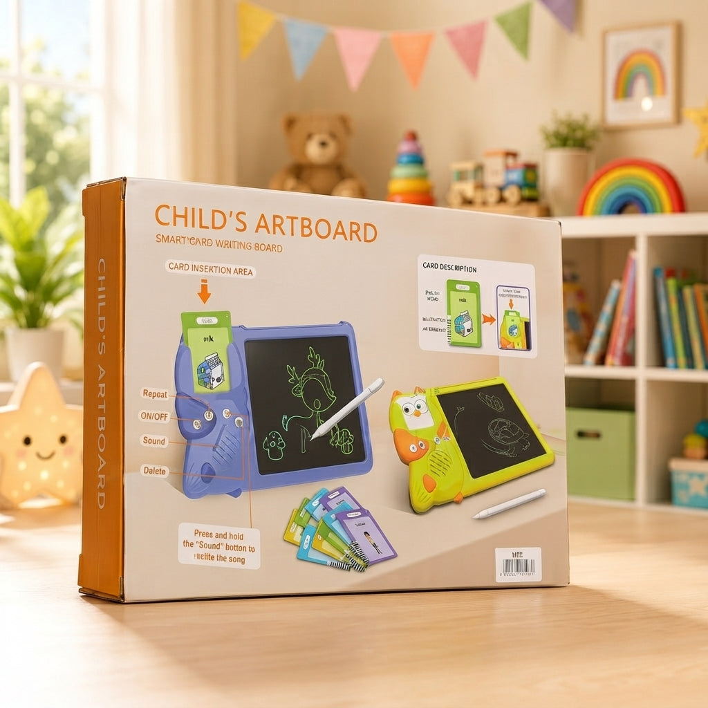 2 in 1 Kids Smart Flash Card Reader Machine & LCD Writing Tablet